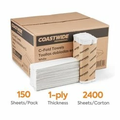 Cheapest 🤩 Coastwide Professional™ Recycled C-Fold Paper Towels, 1-Ply, 150 Sheets/Pack, 2400 Sheets/Carton (CW25383) ✨