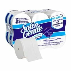 Hot Sale ❤️ Toilet Paper & Bath Tissue Georgia-Pacific Soft'n Gentle 2-ply Coreless Toilet Paper, White, 600 Sheets/Roll, 12 Rolls/Case (13325501) ✨