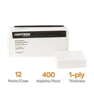 Cheapest 🎉 Disposable Napkins Coastwide Professional™ Recycled Napkin, 1-Ply, White, 400/Pack, 12 Pack/Carton (CW20179) 🌟 3 Cheapest 🎉 Disposable Napkins Coastwide Professional™ Recycled Napkin, 1-Ply, White, 400/Pack, 12 Pack/Carton (CW20179) 🌟