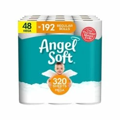Best Sale ⭐ Toilet Paper & Bath Tissue Angel Soft Mega Toilet Paper, 2-Ply, White, 320 Sheets/Roll, 48 Rolls/Pack (79403/50) ✨