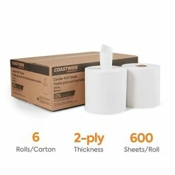 Cheapest 🔥 Coastwide Professional™ Recycled Centerpull Paper Towels, 2-ply, 600 Sheets/Roll, 6 Rolls/Carton (CW26509) 👍