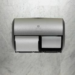 Best Sale 🤩 Georgia-Pacific Toilet Paper Dispensers Compact® 2-Roll Side-by-Side Coreless Toilet Paper Dispenser By GP PRO, Faux Stainless, (56796A) 😉
