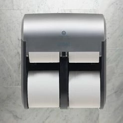 Promo ⭐ Toilet Paper Dispensers Compact® 4-Roll Quad Coreless Toilet Paper Dispenser By GP PRO, Faux Stainless, 11.750”W X 6.900”D X 13.250”H (56746A) 🌟