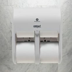 Flash Sale 😍 Georgia-Pacific Toilet Paper Dispensers Compact® 4-Roll Quad Coreless Toilet Paper Dispenser By GP PRO, White, 11.750” W X 6.900” D X 13.250” H (56747A) 💯