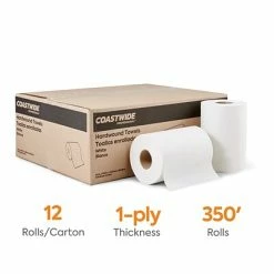 Discount 🔔 Coastwide Professional™ Hardwound Paper Towels, 1-Ply, 350 Ft./Roll, 12 Rolls/Carton (CW21813) 🎁
