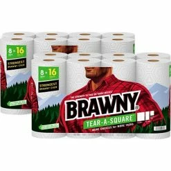 Promo ๐งจ Brawny Tear-A-Square Paper Towels, 2-ply, 120 Sheets/Roll, 16 Rolls/Pack (44372/50) ๐