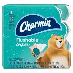 New ๐ Toilet Paper & Bath Tissue Charmin Flushable Wipes, White, 40 Sheets/Pack, Pack Of 4 (79619) โค๏ธ