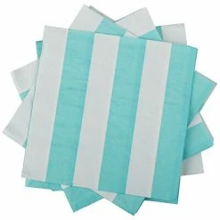 Wholesale ๐ฅฐ Disposable Napkins JAM PAPER Medium Lunch Napkins, 6 1/2 X 6 1/2, Aqua Blue Stripe, 16/Pack ๐