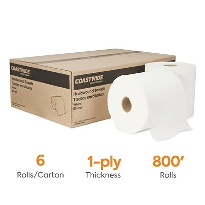 Brand new 🎁 Hardwound Paper Towels Coastwide Professional™ Hardwound Paper Towel, 1-Ply, White, 800'/Roll, 6 Rolls/Carton (CW21811) 🔥 3 Brand new 🎁 Hardwound Paper Towels Coastwide Professional™ Hardwound Paper Towel, 1-Ply, White, 800'/Roll, 6 Rolls/Carton (CW21811) 🔥