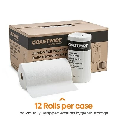 Wholesale ⭐ Kitchen Roll Paper Towels Coastwide Professional Jumbo Kitchen Rolls Paper Towel, 2-Ply, White, 250 Sheets/Roll, 12 Rolls/Carton (CW21806) 🎁 4 Wholesale ⭐ Kitchen Roll Paper Towels Coastwide Professional Jumbo Kitchen Rolls Paper Towel, 2-Ply, White, 250 Sheets/Roll, 12 Rolls/Carton (CW21806) 🎁 - Image 2