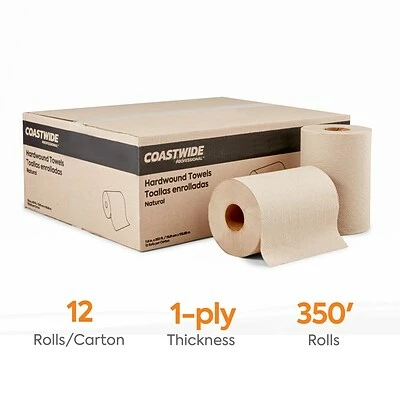 Brand new 🌟 Coastwide Professional™ Recycled Hardwound Paper Towels, 1-Ply, 350 Ft./Roll, 12 Rolls/Carton (CW21814) 🎉 3 Brand new 🌟 Coastwide Professional™ Recycled Hardwound Paper Towels, 1-Ply, 350 Ft./Roll, 12 Rolls/Carton (CW21814) 🎉