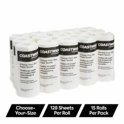 Best Sale š Kitchen Roll Paper Towels Coastwide Professional Choose-Your-Size Kitchen Rolls Paper Towel, 2-Ply, White, 128 Sheets/Roll, 15 Rolls/Carton (CW21809) š