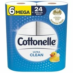 Outlet โจ 1-Ply Toilet Paper Cottonelle Ultra CleanCare 1-Ply Standard Toilet Paper, White, 312 Sheets/Roll, 6 Mega Rolls/Pack (47747) ๐